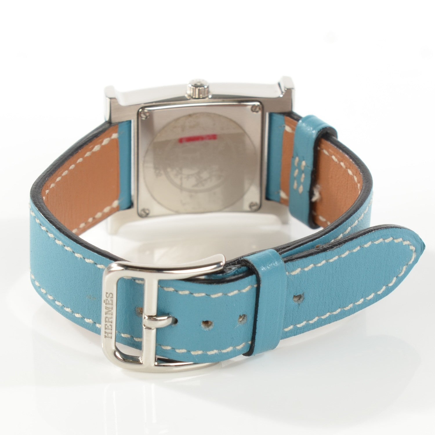 Hermes Stainless Steel Swift 21mm Heure H Hour Quartz Watch Blue Jean 4 of 8