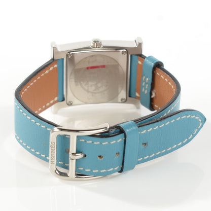 Hermes Stainless Steel Swift 21mm Heure H Hour Quartz Watch Blue Jean 4 of 8