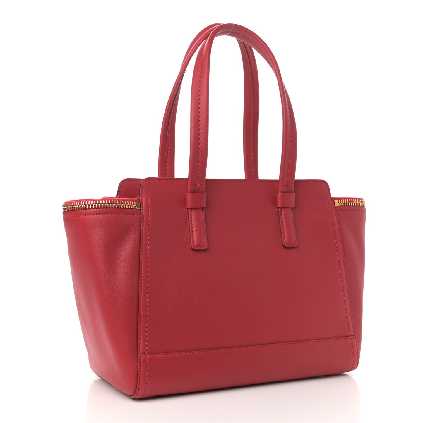 Calfskin Small Verve Double Zip Tote Rosso