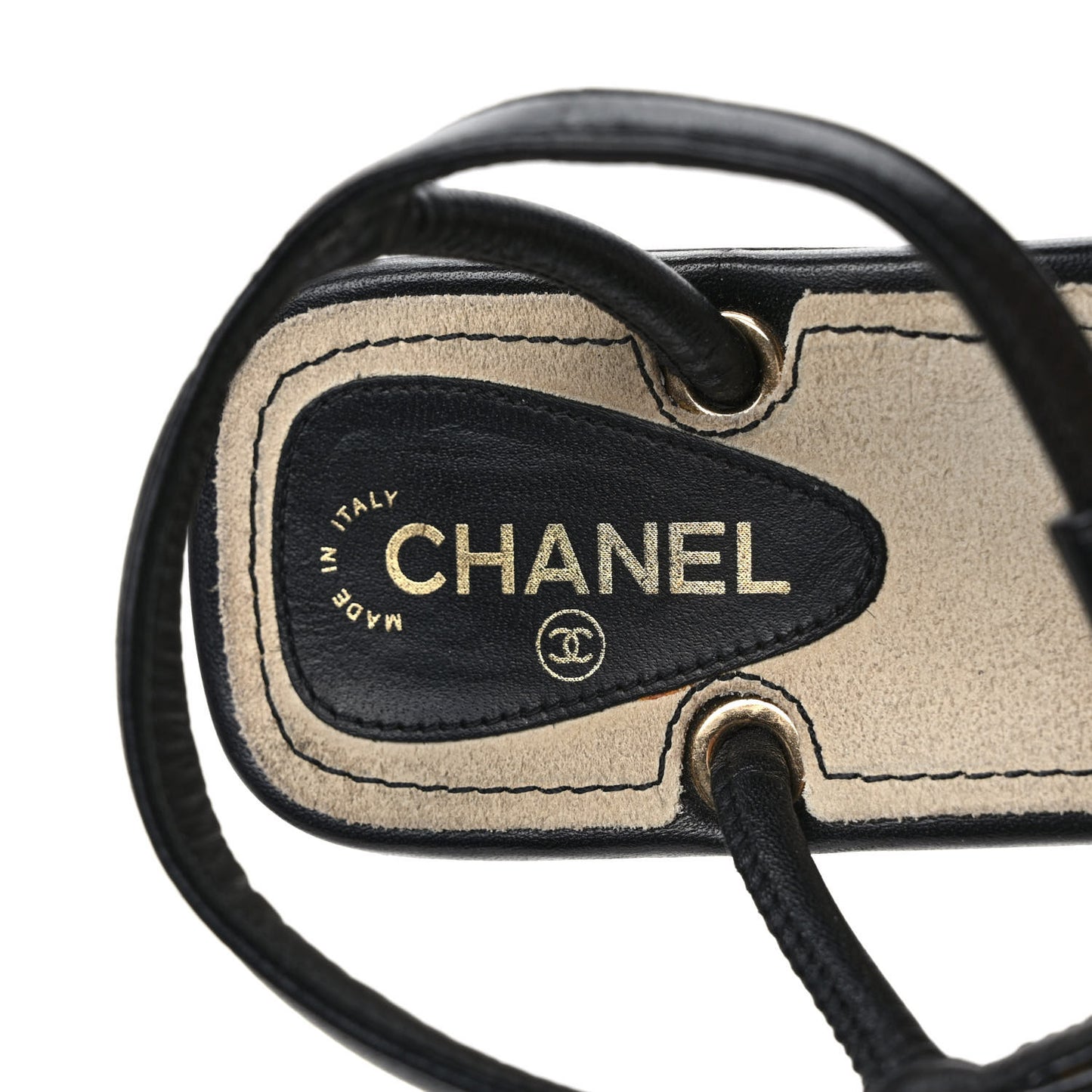 Lambskin Metal CC Thong Sandals 36 Black