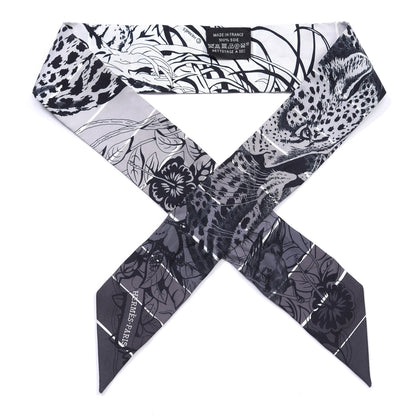 Hermes Silk Jungle Love Rainbow Twilly Gris Black White 1 of 4