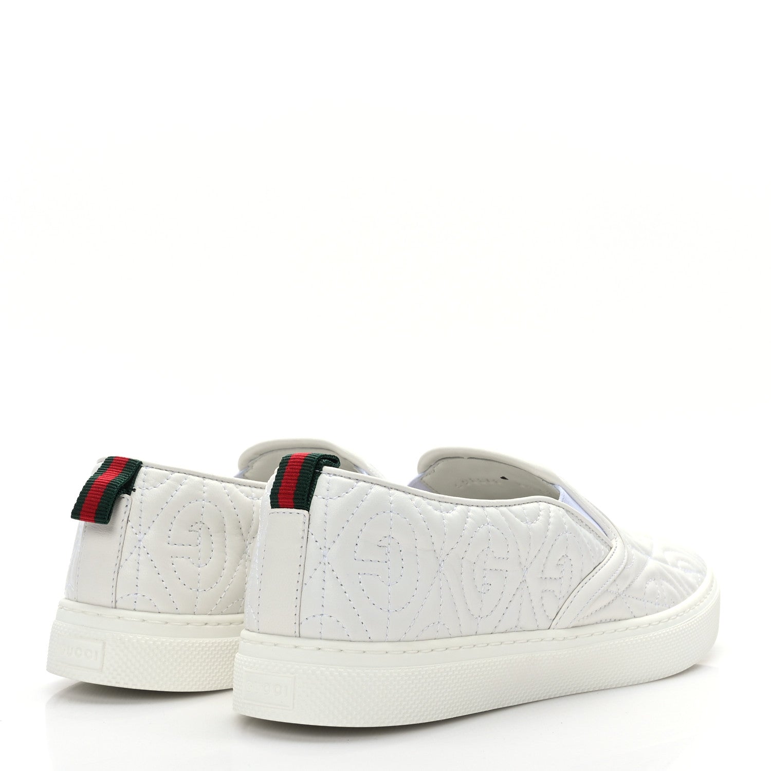 Gucci Nappa Web G Rhombus Quilted Mens Slip On Sneakers 8.5 Great White 4 of 7