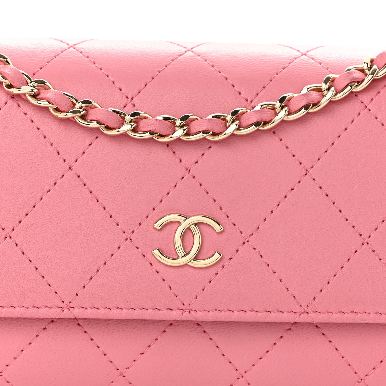 Chanel Lambskin Quilted Chain Around Clutch On Chain Pink 8 of 12