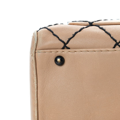 Chanel Calfskin Contrast Stitch Surpique Bowler Beige 15 of 19