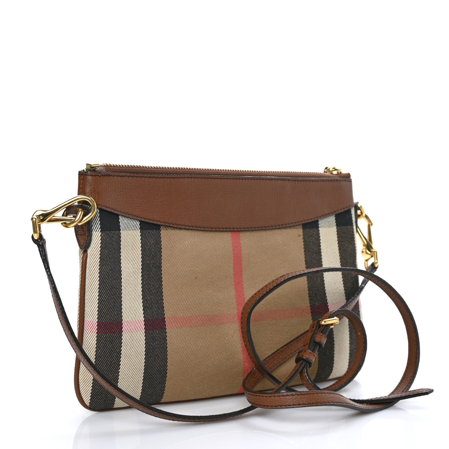 Burberry House Check Derby Peyton Crossbody Clutch Bag Tan 3 of 9