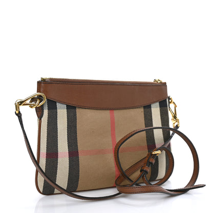 Burberry House Check Derby Peyton Crossbody Clutch Bag Tan 3 of 9