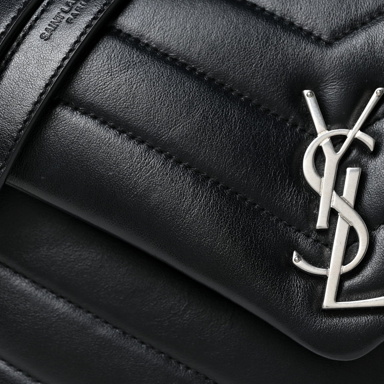 Saint Laurent Calfskin Y Quilted Monogram Small Loulou Chain Satchel Black 9 of 12
