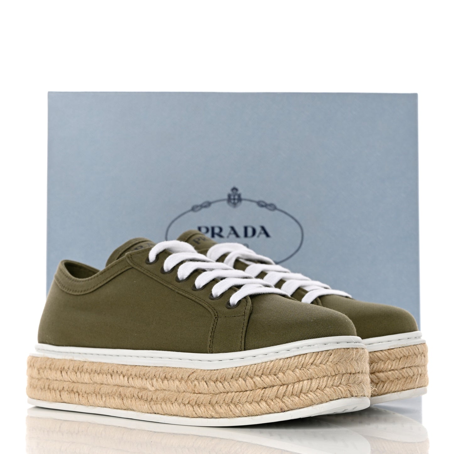 Canvas Gabardine Espadrille 45mm Platform Sneakers 38.5 Militare