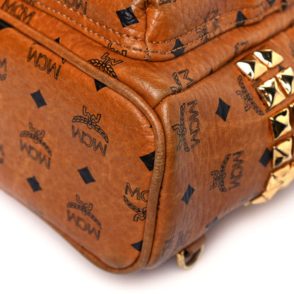 MCM Visetos Side Stud Mini Stark Backpack Cognac 7 of 10