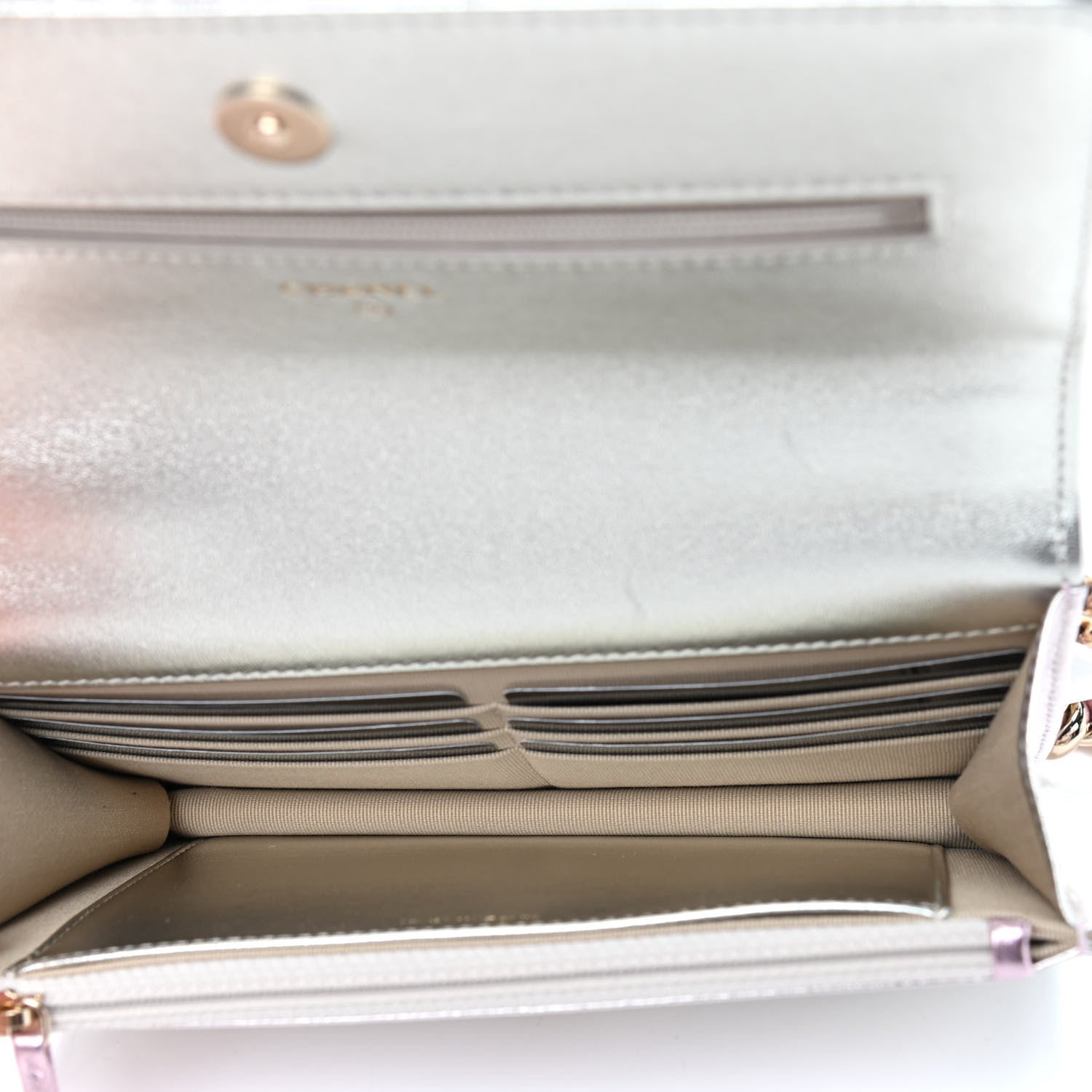Chanel Gradient Metallic Lambskin Quilted Like A Wallet Wallet On Chain WOC Gold Pink 5 of 10