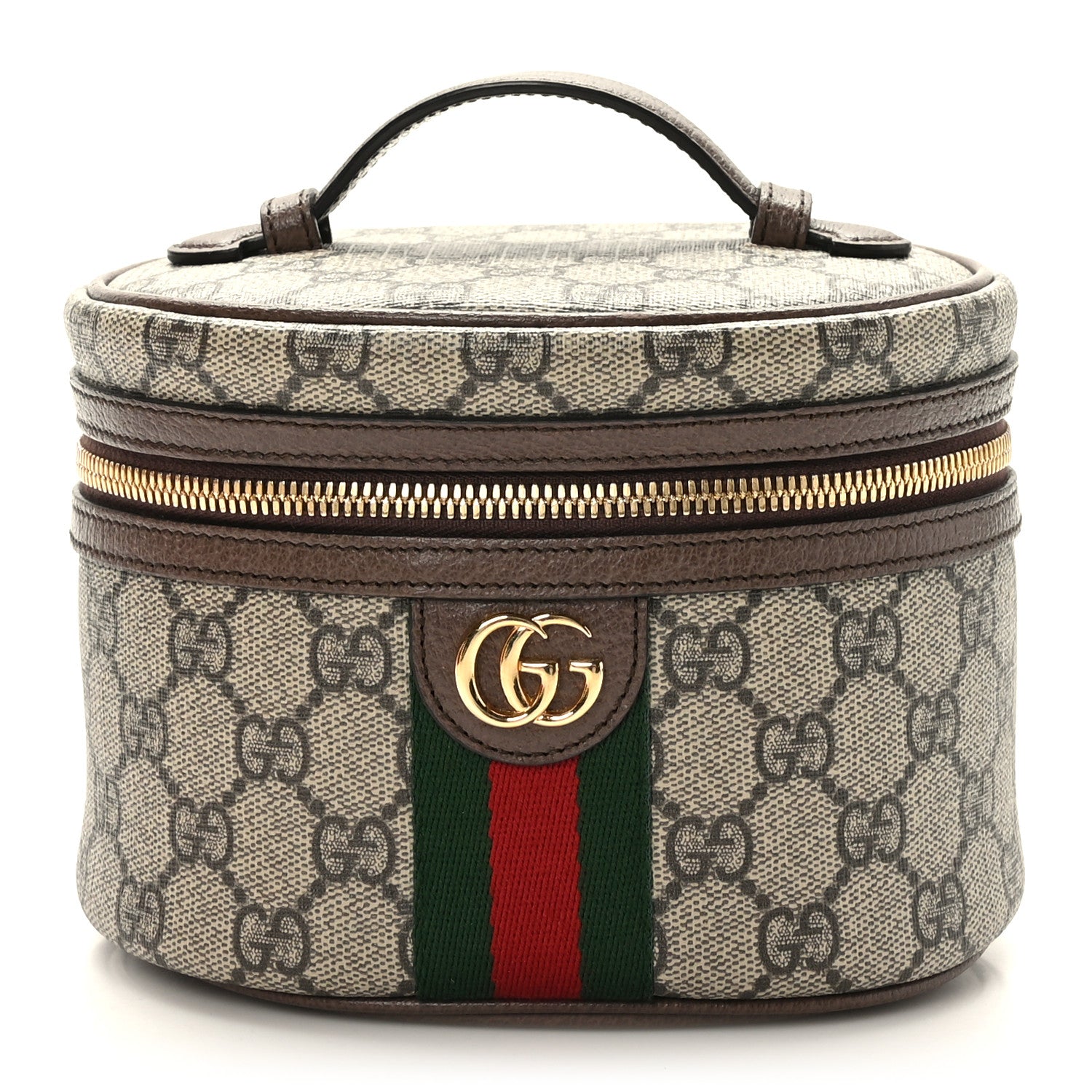 Gucci GG Supreme Monogram Textured Calfskin Web Ophidia Vanity Cosmetic Case Beige Ebony New Acero 1 of 10