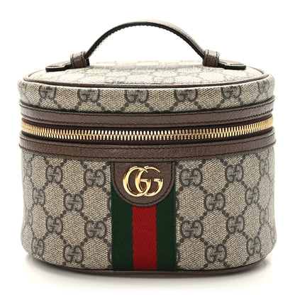 Gucci GG Supreme Monogram Textured Calfskin Web Ophidia Vanity Cosmetic Case Beige Ebony New Acero 1 of 10