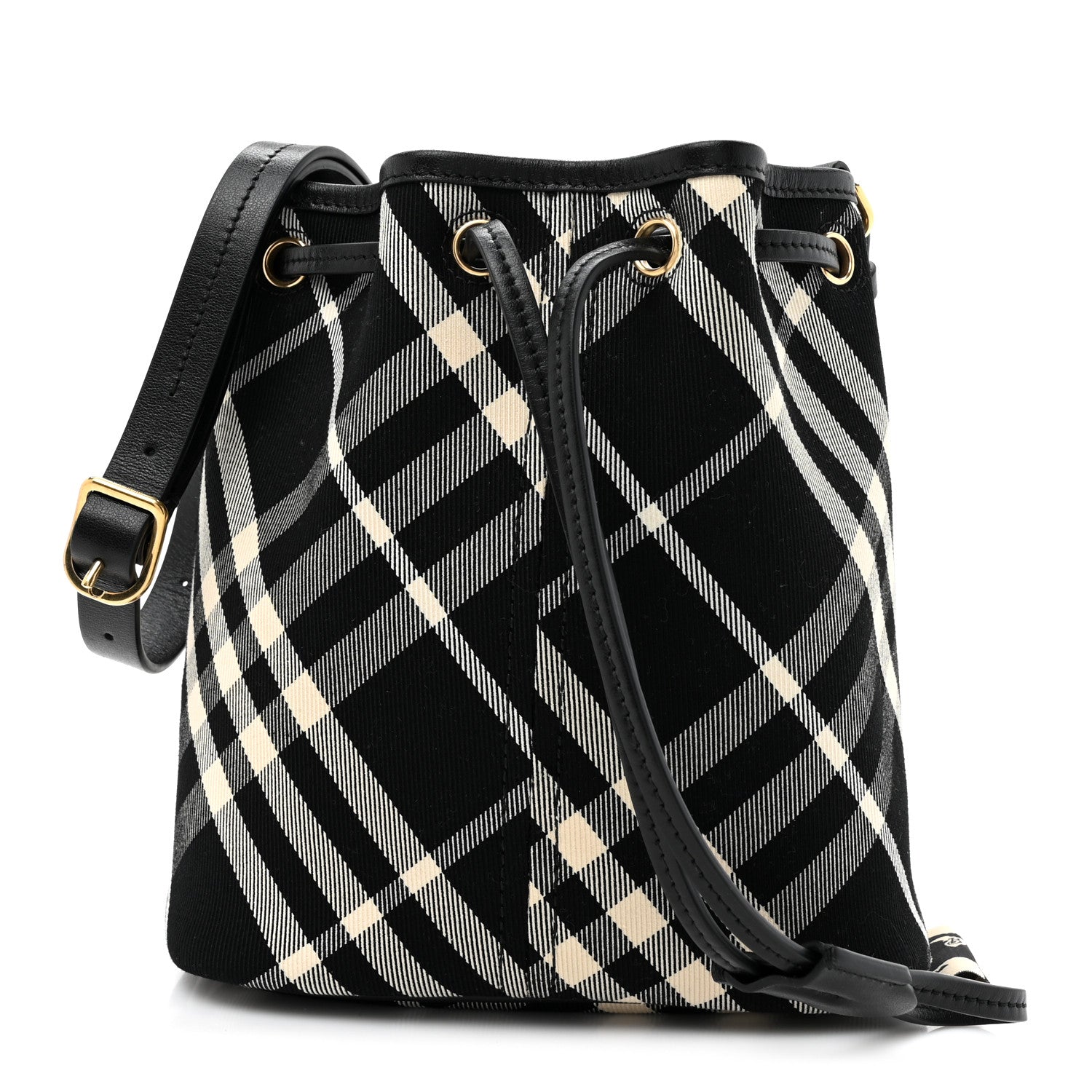 Burberry Check Mini Bucket Bag Black Calico 1 of 10
