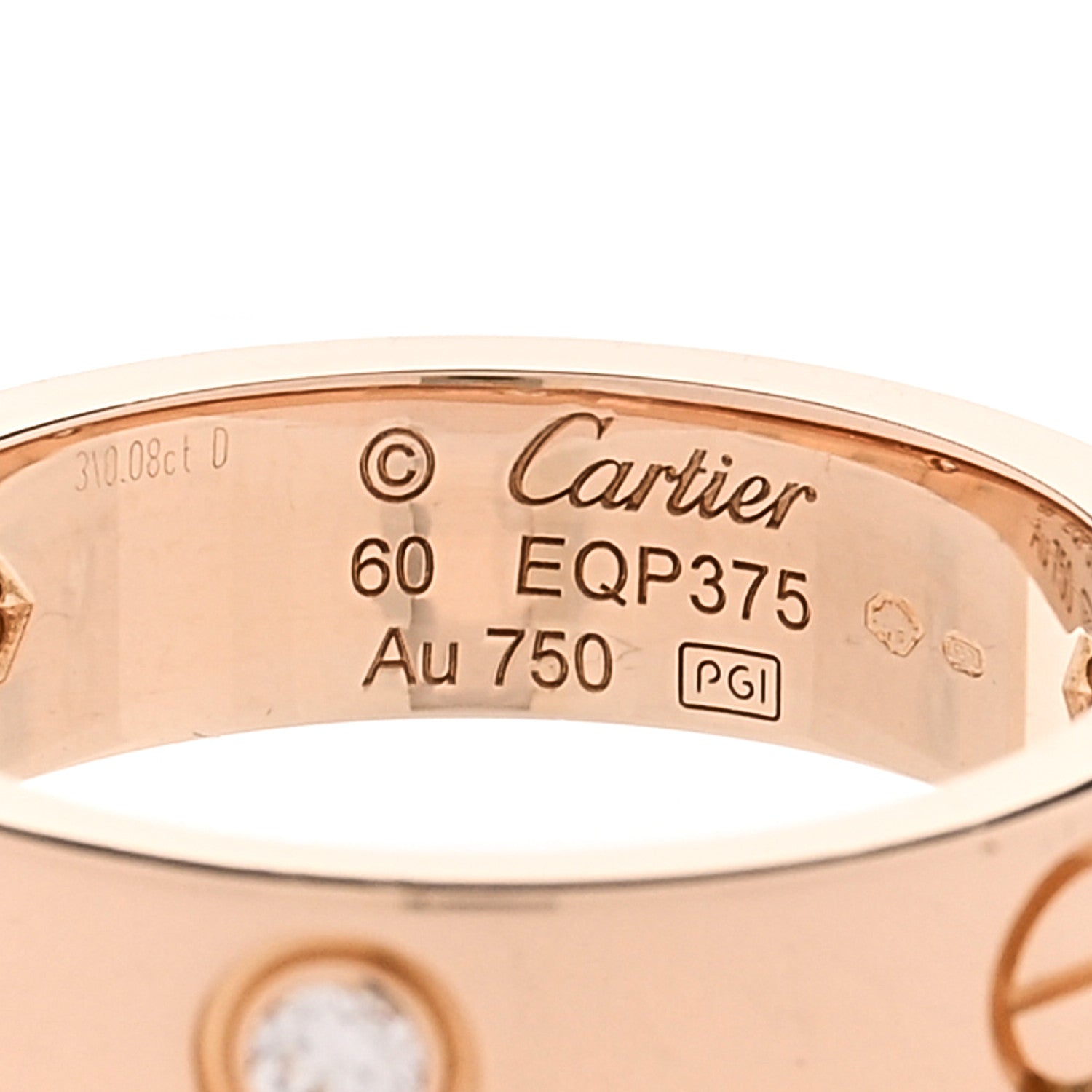 Cartier 18K Pink Gold 3 Diamond 5.5mm LOVE Ring 60 9.25 4 of 4