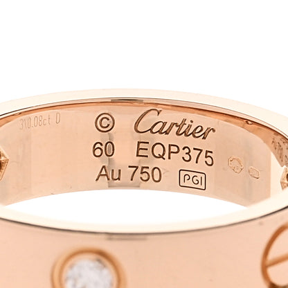 Cartier 18K Pink Gold 3 Diamond 5.5mm LOVE Ring 60 9.25 4 of 4