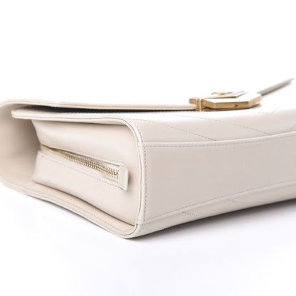 Chanel Calfskin Chevron Quilted Large Medal Flap Light Beige 8 of 9