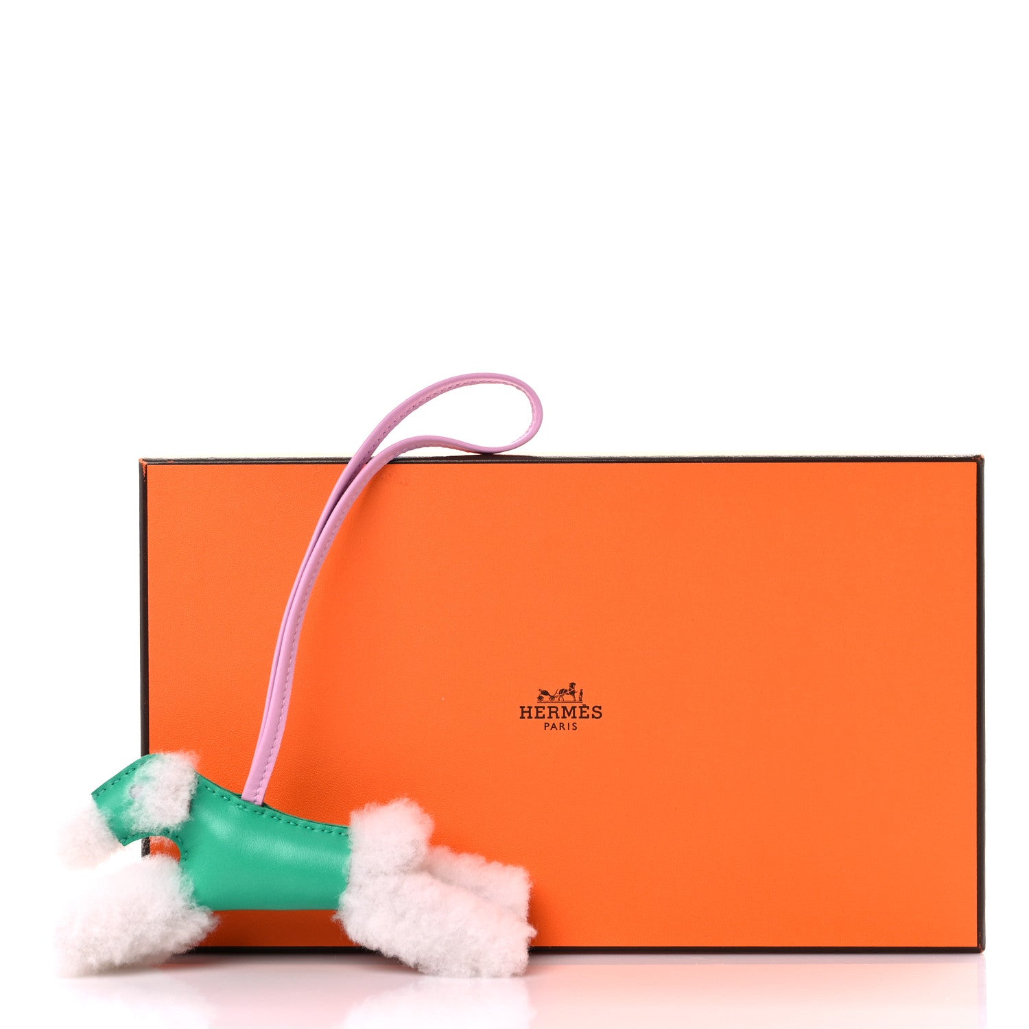 Hermes Milo Lambskin Shearling Budy Charm Menthe Mauve Sylvestre 4 of 4