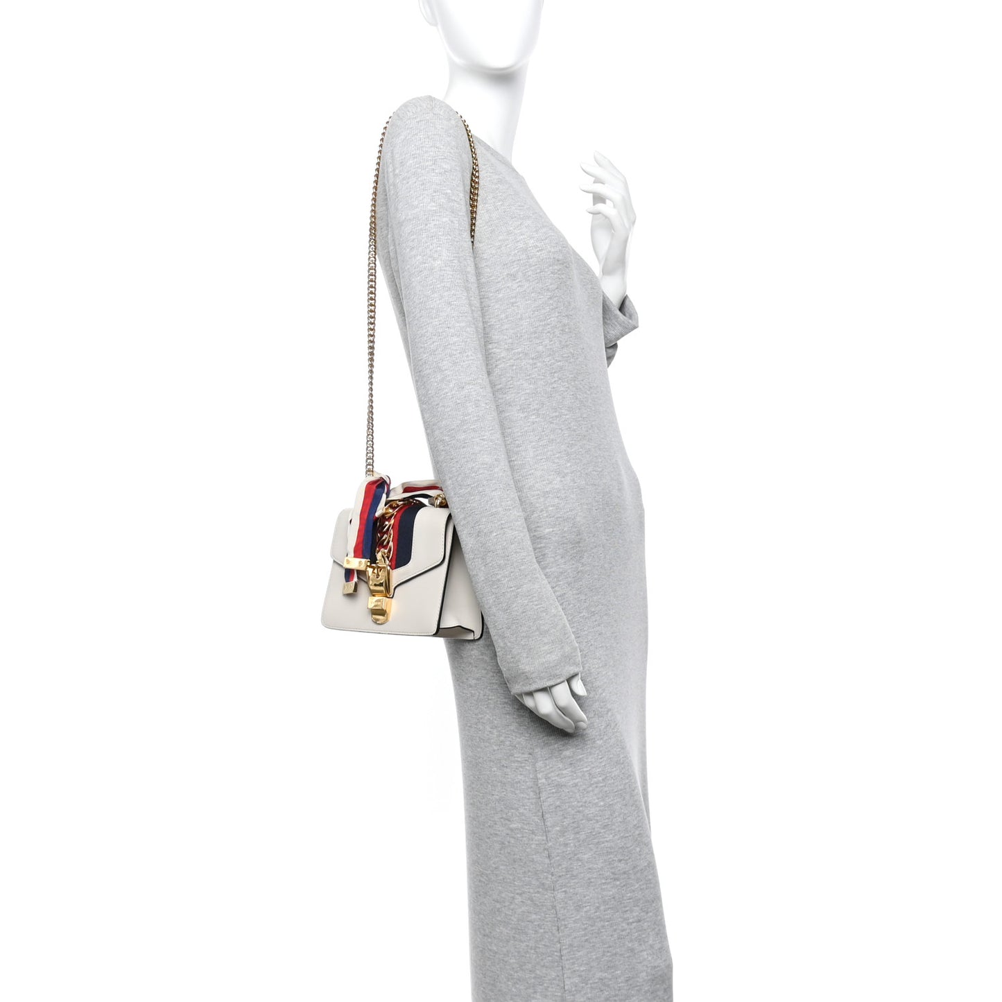 Calfskin Mini Sylvie Chain Shoulder Bag White