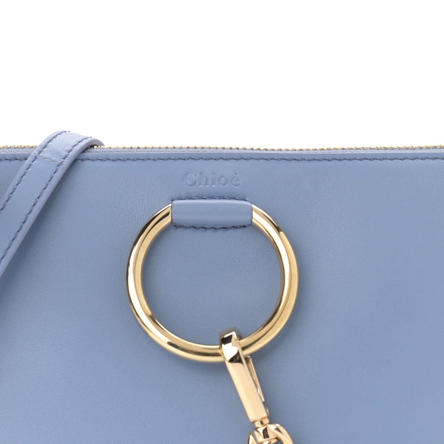 Supple Lambskin Small Faye Soft Zippered Shoulder Bag Gentle Blue