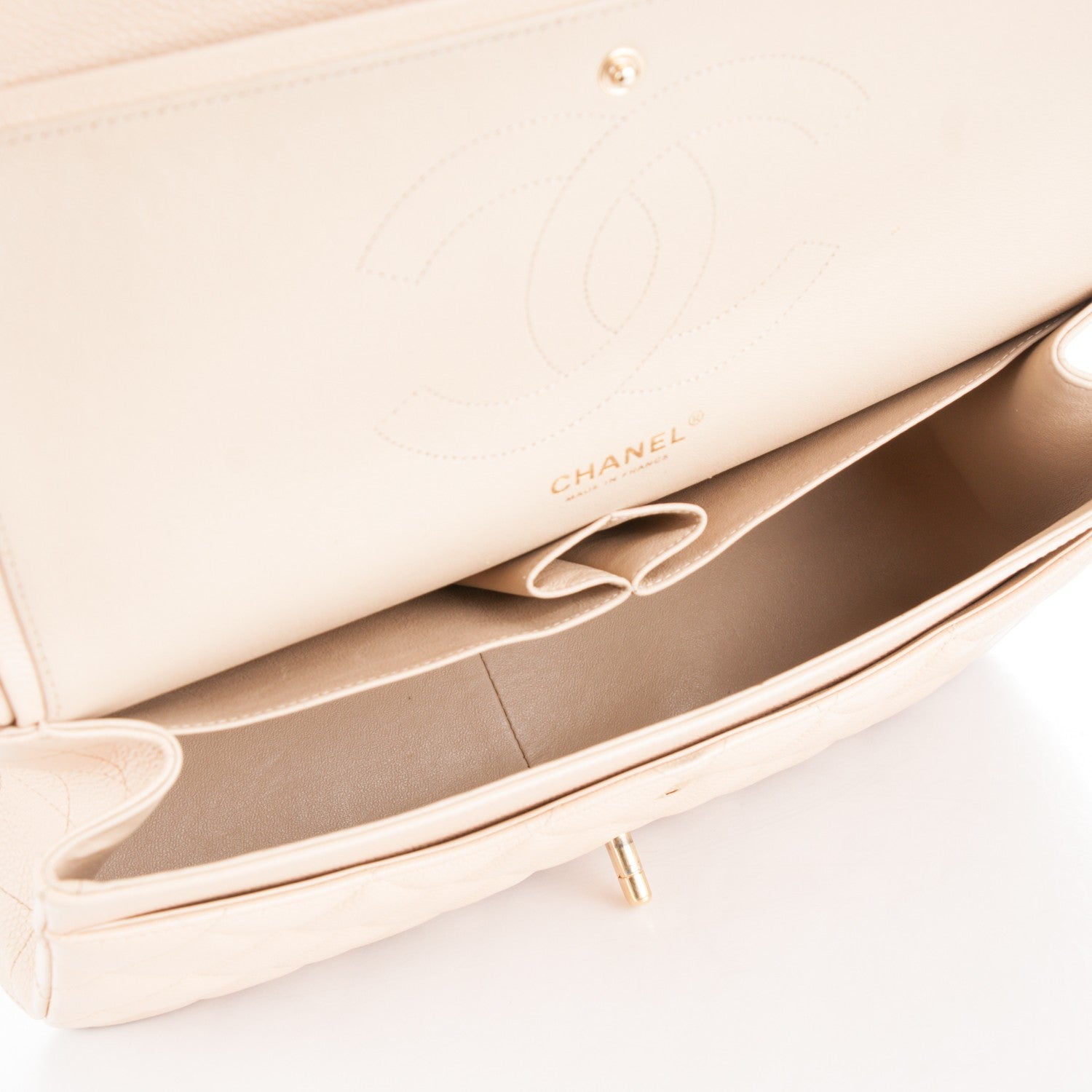 Chanel Caviar Quilted Jumbo Double Flap Beige Clair 5 of 9