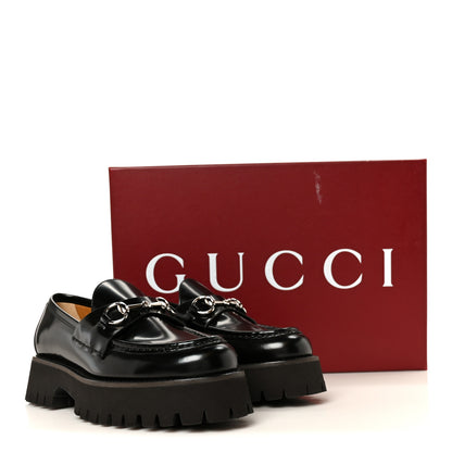 Gucci Cordovan Lux Womens Horsebit 45mm Platform Loafers 37.5 Black 11 of 11