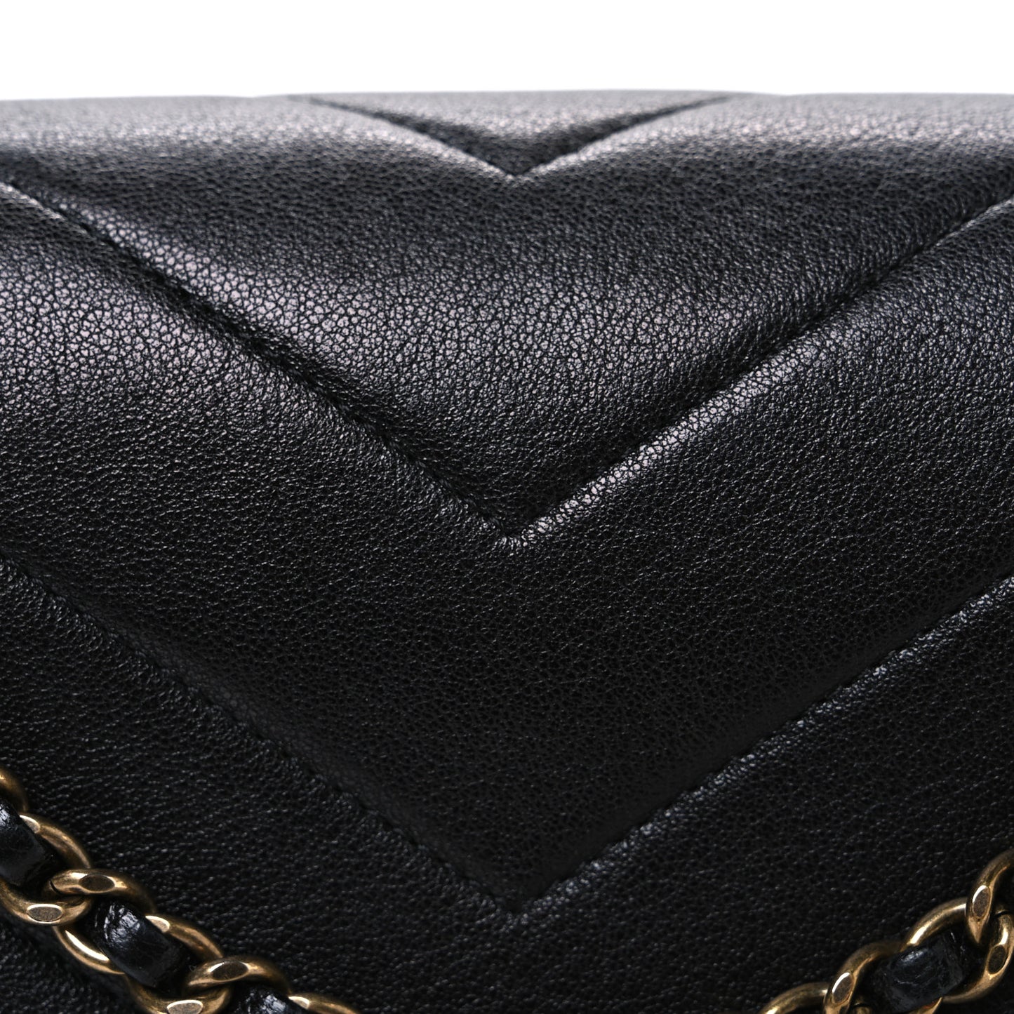 Lambskin Chevron Quilted Medium Envelope Flap Black