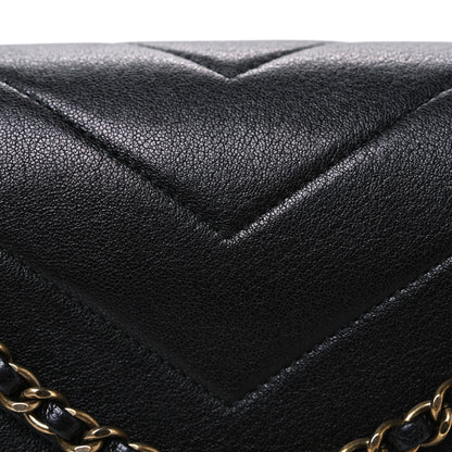 Chanel Lambskin Chevron Quilted Medium Envelope Flap Black 8 of 10