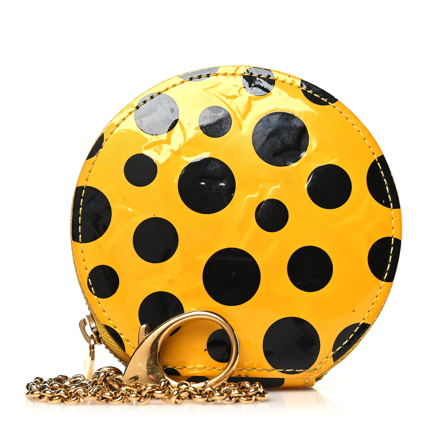 Louis Vuitton Vernis Kusama Infinity Dots Chapeau Coin Purse Yellow 1 of 9