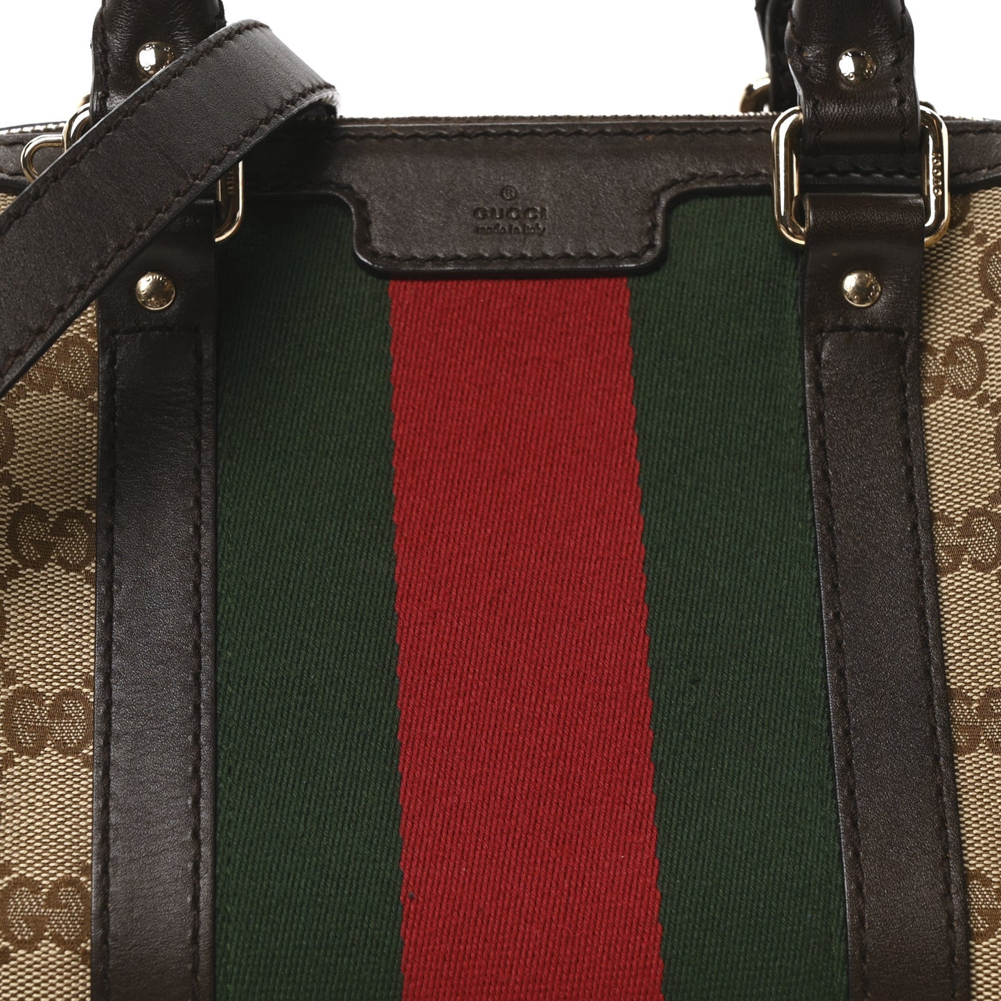 Monogram Vintage Web Small Boston Dark Brown