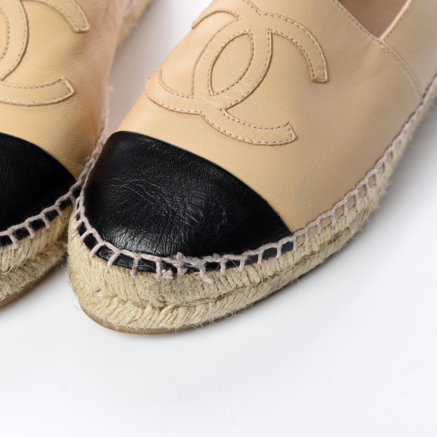 Lambskin CC Espadrilles 37 Beige Black