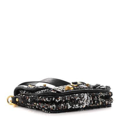 Miu Miu Paillettes Sequined Mini East West Satchel Argento 4 of 9