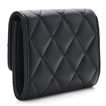 Chanel Lambskin Quilted Flap Baguette Crystal Card Holder Wallet Black 3 of 7