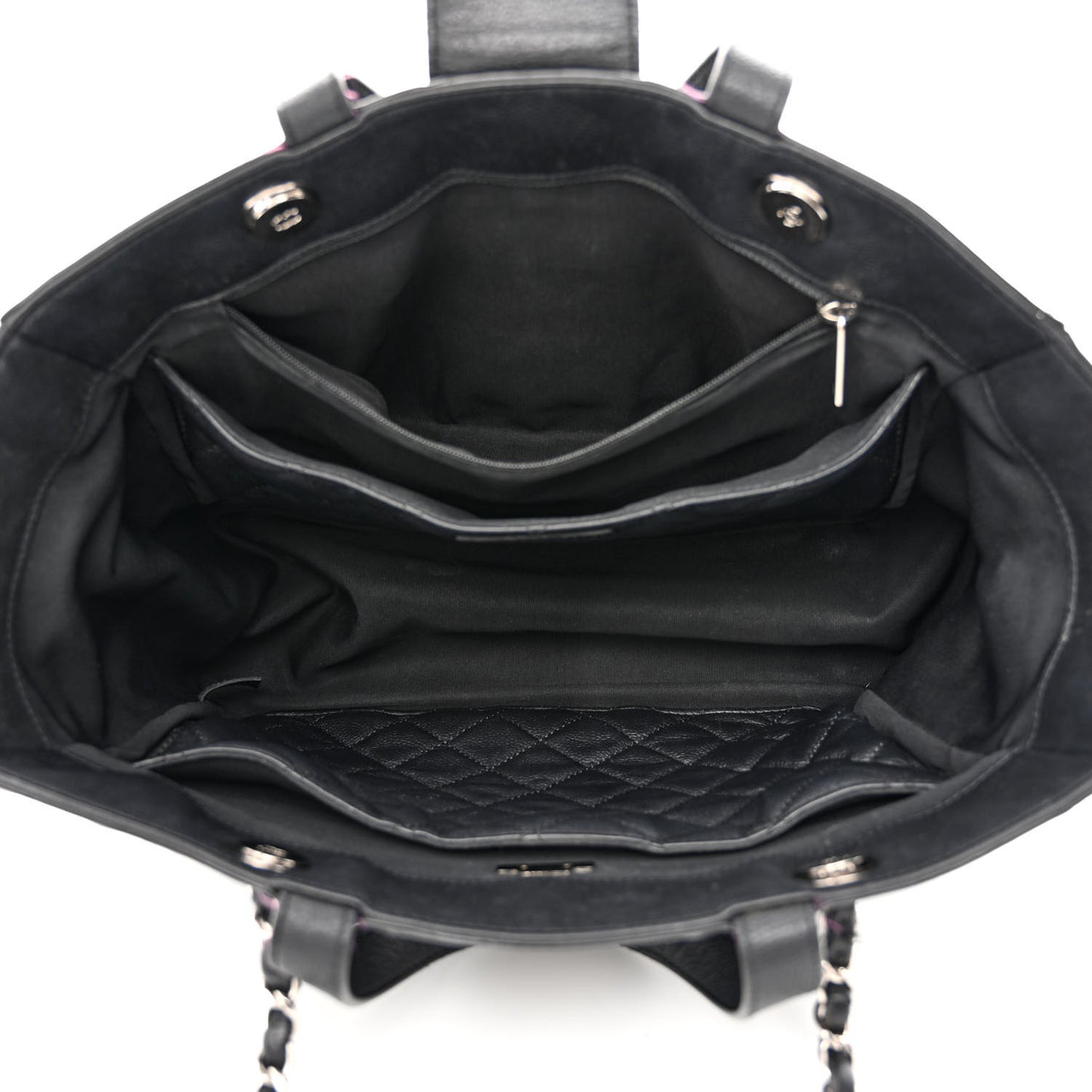 Caviar Quilted Large CC Box Shopping Tote Black