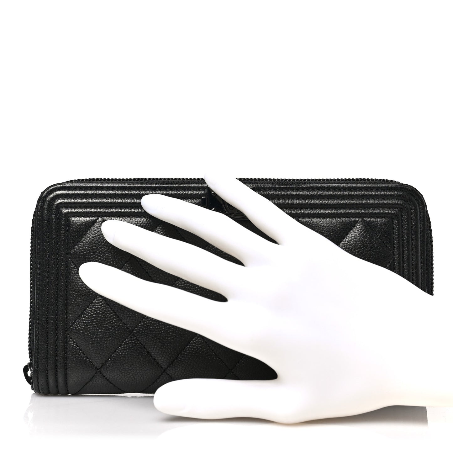 Caviar Quilted Boy Zip Around Organizer Wallet So Black