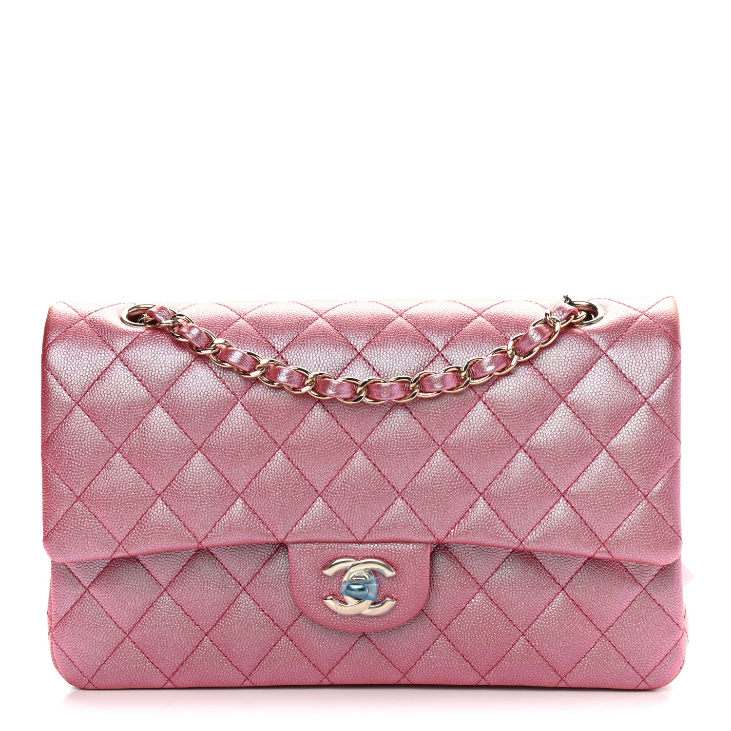Chanel Iridescent Caviar Quilted Medium Double Flap Pink 1 of 8