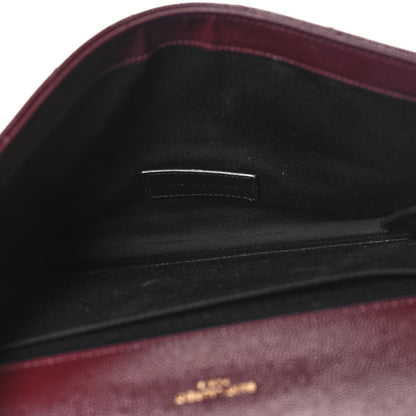 Saint Laurent Grain De Poudre Matelasse Chevron Monogram Envelope Clutch Rouge Legion 5 of 11