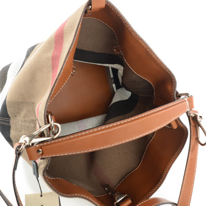 Burberry Canvas Mega Check Medium Susanna Hobo Saddle Brown 6 of 9