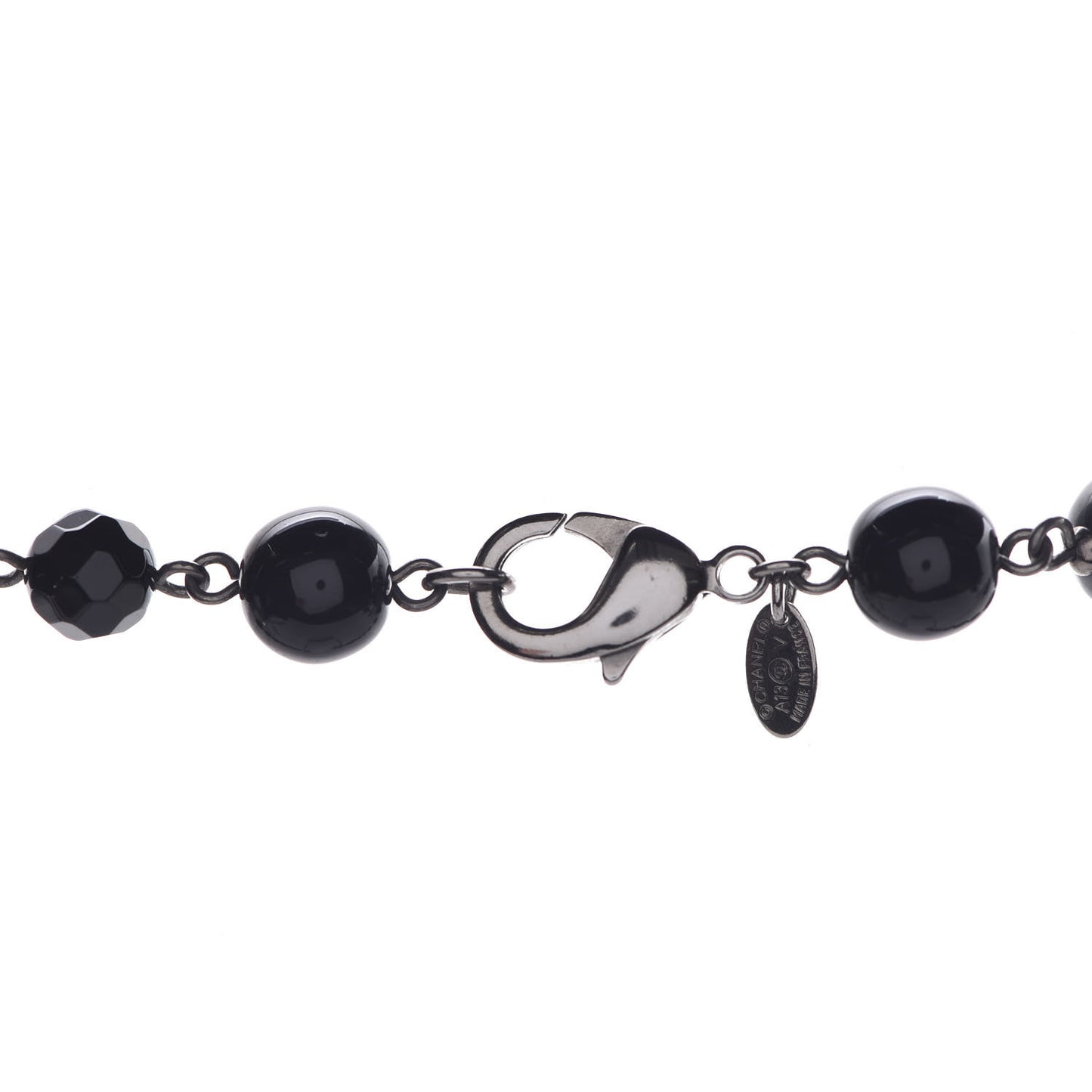 Ruthenium Beaded CC Long Necklace Black