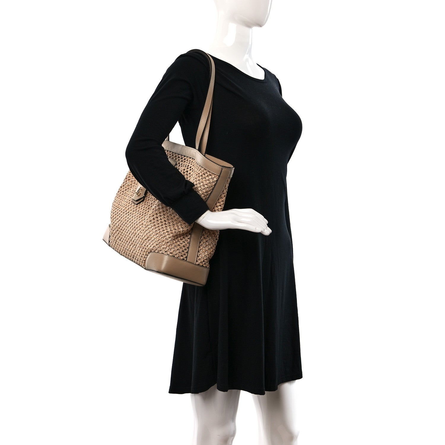Jimmy Choo Straw Nine2Five East West Tote Barely 2 of 13