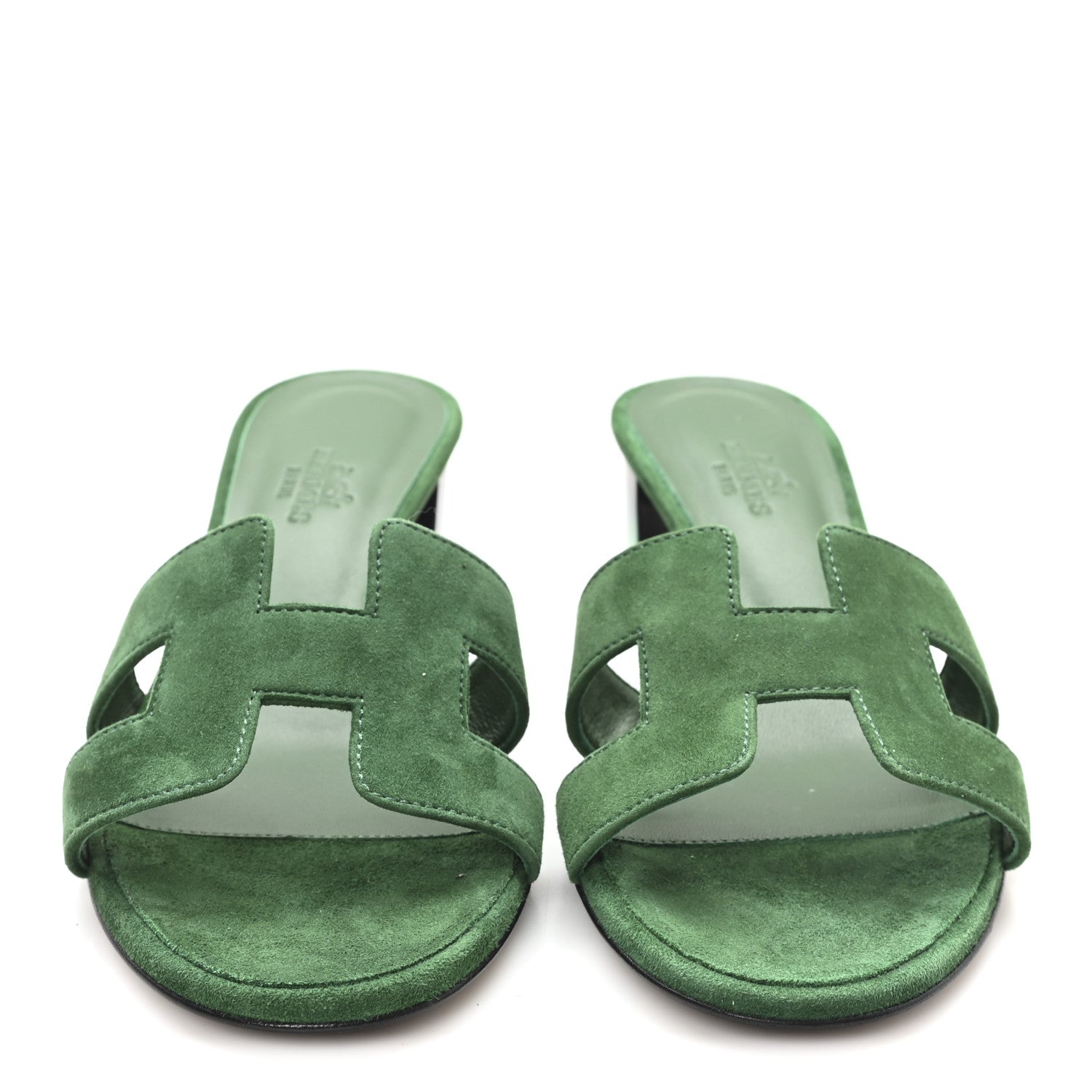 エルメス　36 Hermes Suede Goatskin Oasis Sandals 36.5 Vert Electrique 1844027