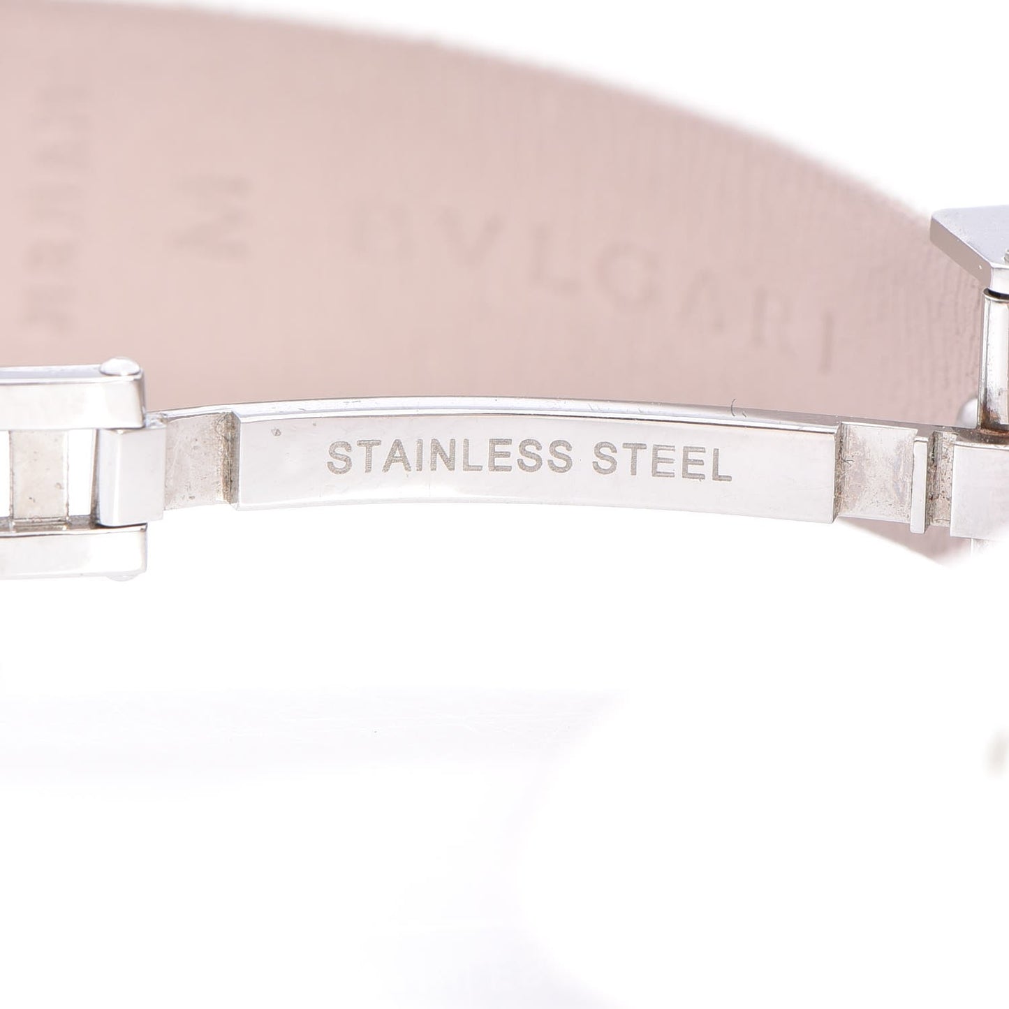 BVLGARI Stainless Steel Calfskin Diamond Pink Mother of Pearl 30mm B.Zero1 Three Hearts Quartz Watch
