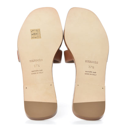 Hermes Box Calfskin Oran Sandals 37.5 Gold 8 of 10