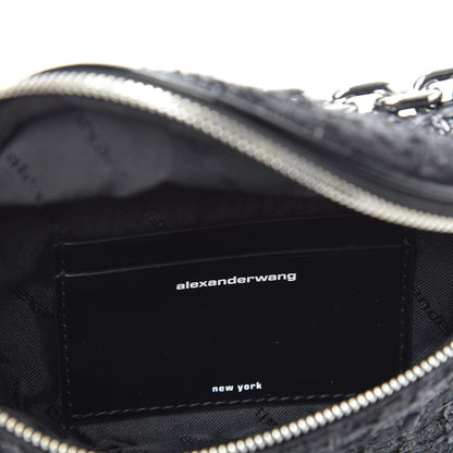 Alexander Wang Patent Tweed Chain Embellished Attica Belt Bag Black 6 of 9