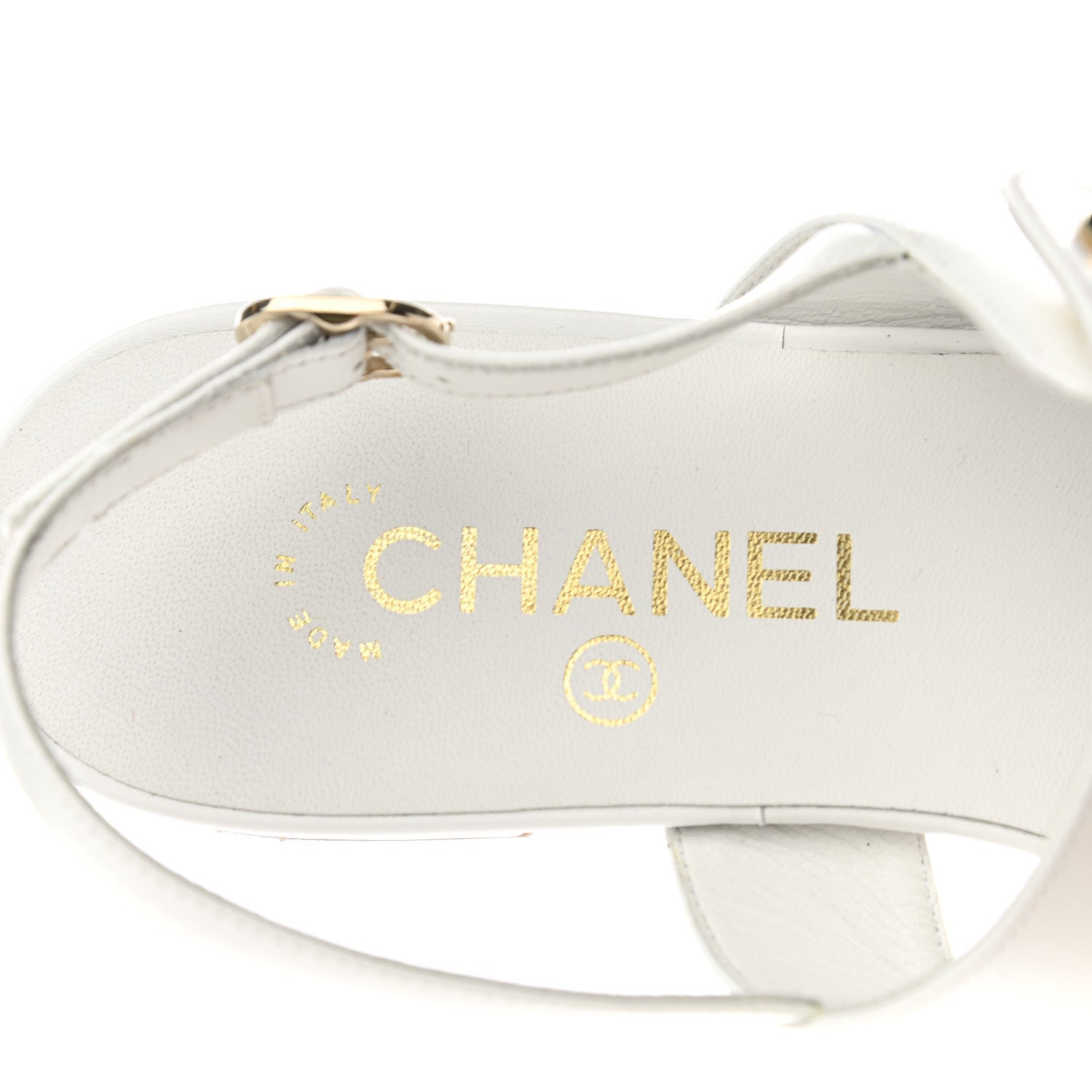Chanel Lambskin CC Thong Sandals 38 White 7 of 8