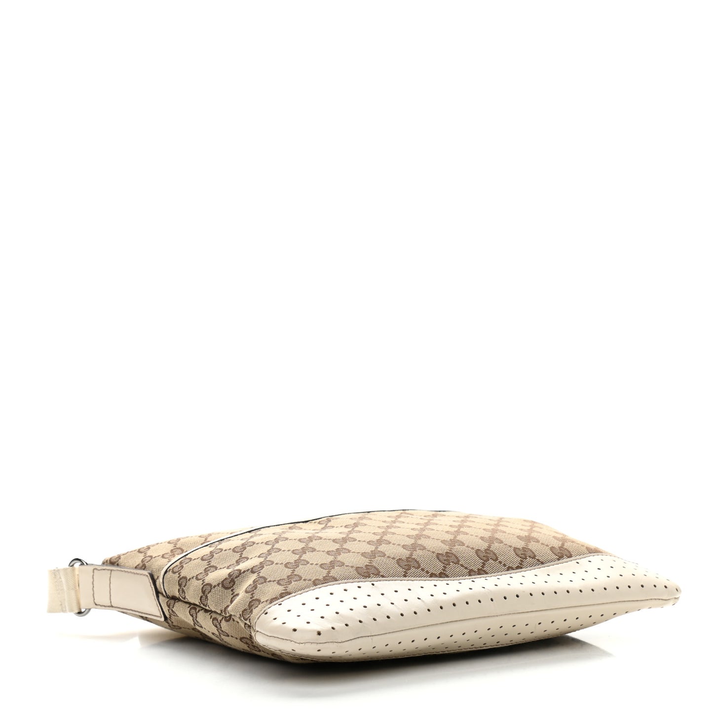 Monogram Calfskin Perforated Medium Flat Messenger Bag Off White