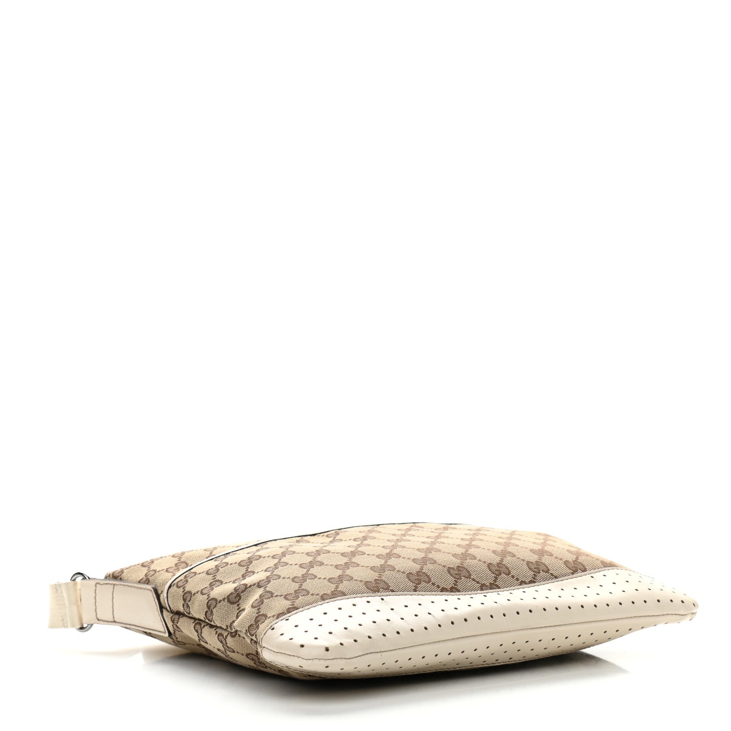 Gucci Monogram Calfskin Perforated Medium Flat Messenger Bag Off White 4 of 9