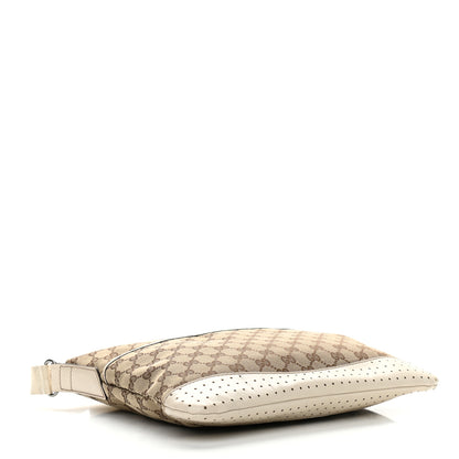 Gucci Monogram Calfskin Perforated Medium Flat Messenger Bag Off White 4 of 9