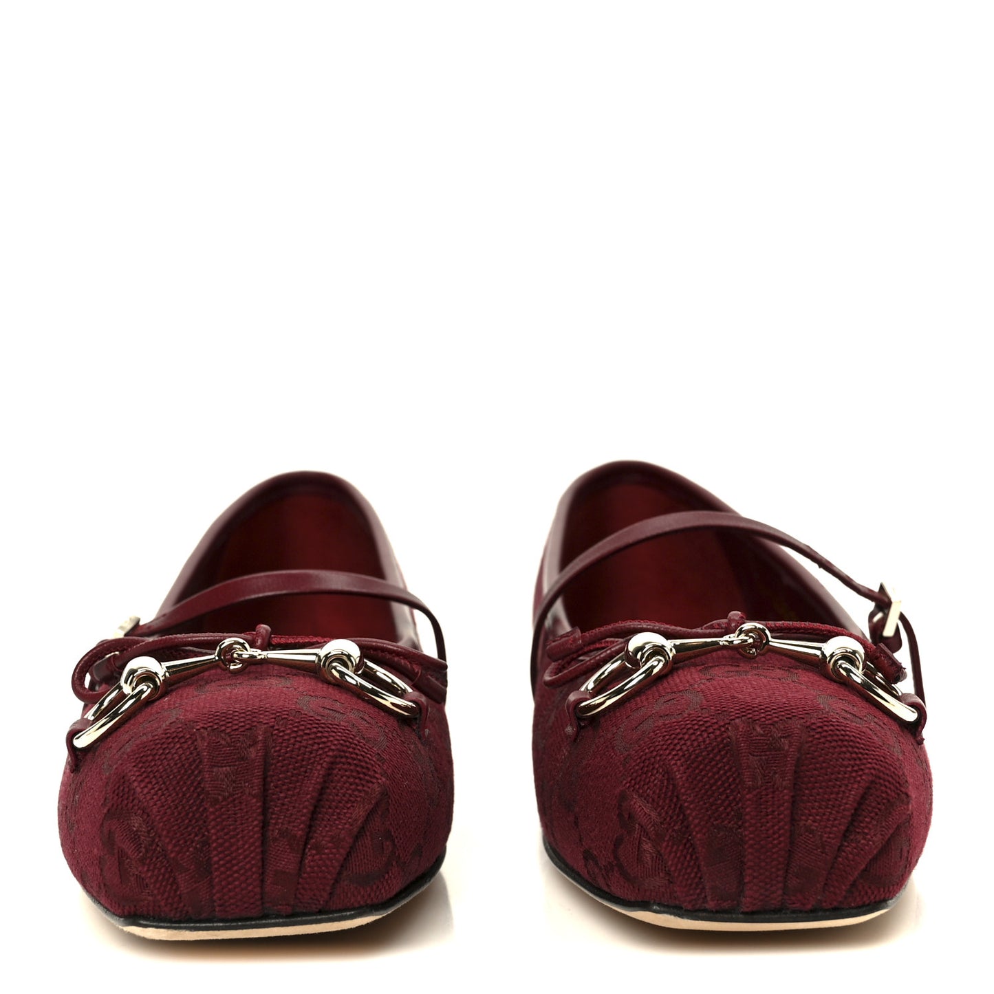GG Monogram Horsebit Ballet Flats 37.5 Rosso Ancora