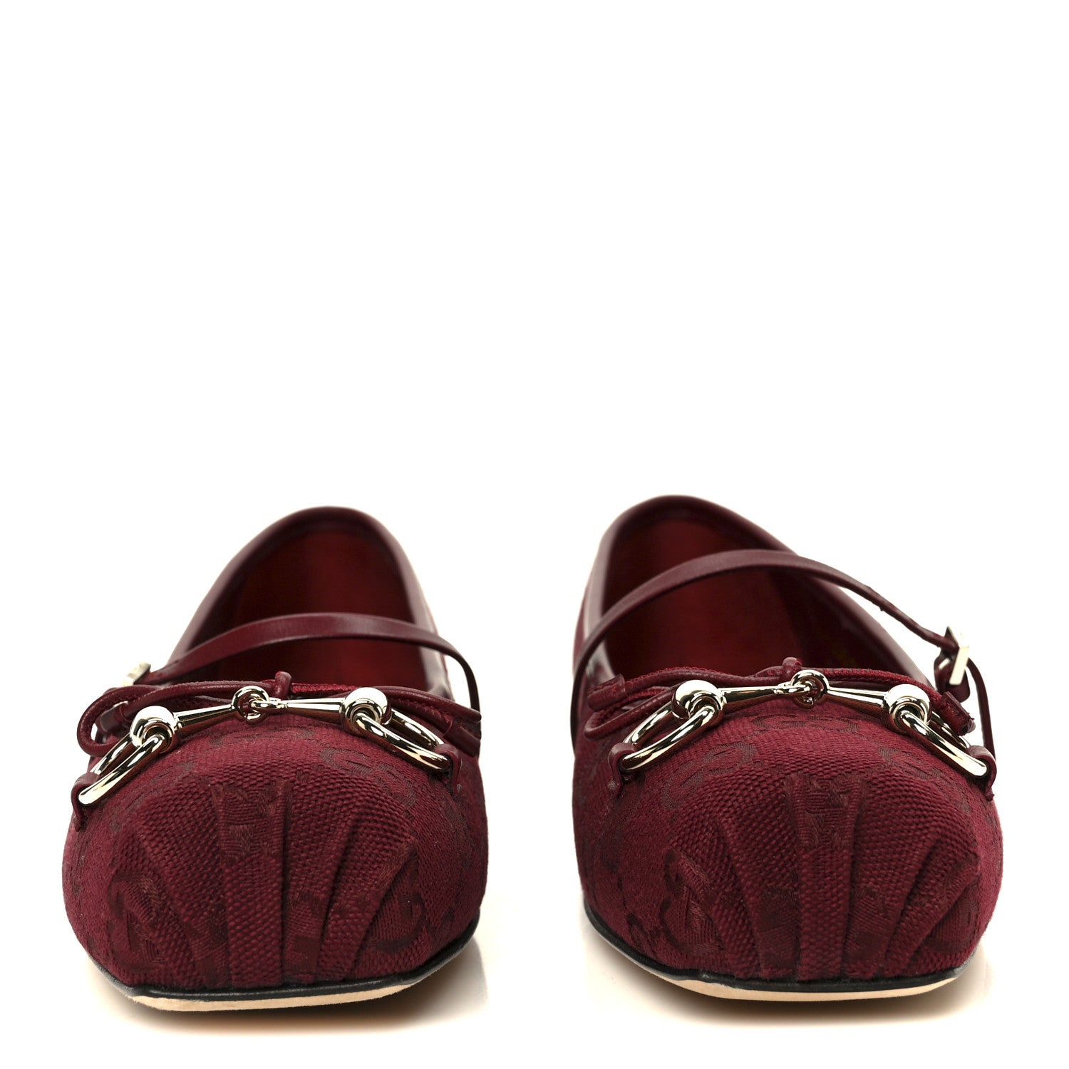 Gucci GG Monogram Horsebit Ballet Flats 37.5 Rosso Ancora 3 of 10