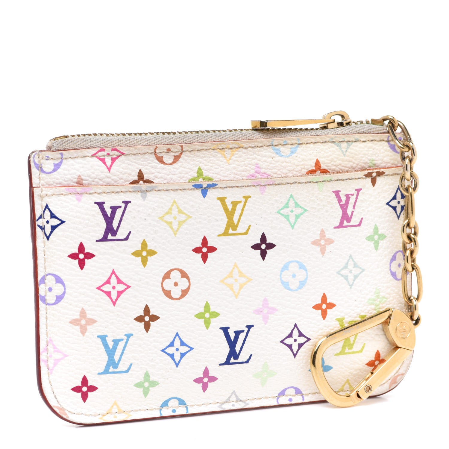 Louis Vuitton Monogram Multicolor Key Pouch White Litchi 3 of 13